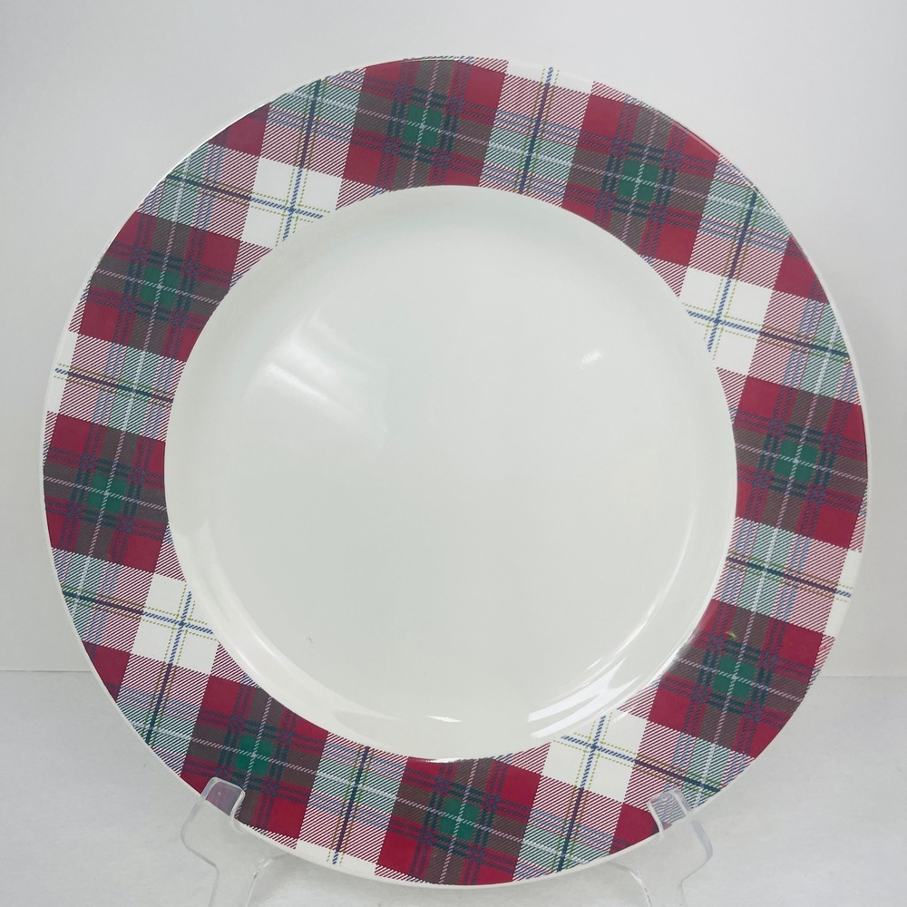 Threshold Dinner Plate 10.5 Inch Red Green Plaid Stoneware Holiday Excellent